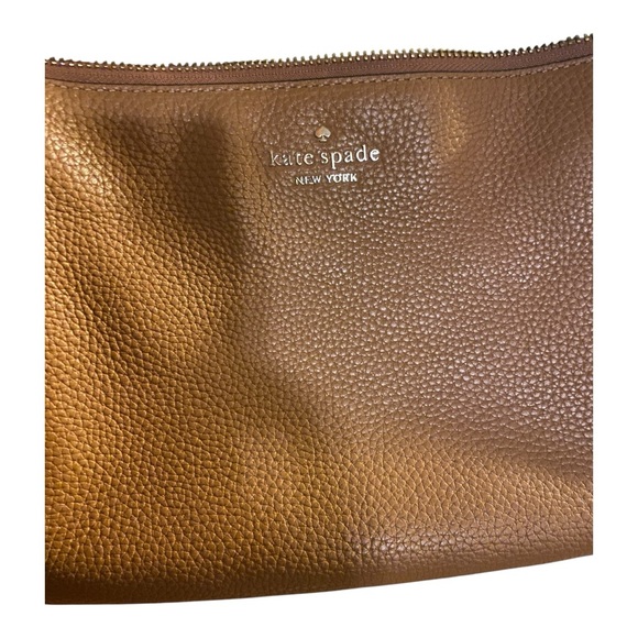 Kate Spade Leila Triple Gusset Crossbody Bag Warm Gingerbread Pebbled Leather - Picture 3 of 13